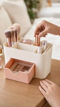Person using Vanity Makeup Organizer in a realistic lifestyle scene