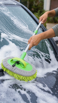 Person using Telescoping Car Wash Brush in a realistic lifestyle scene