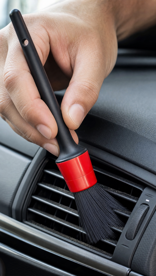 Person using Auto Detail Brush Set in a realistic lifestyle scene